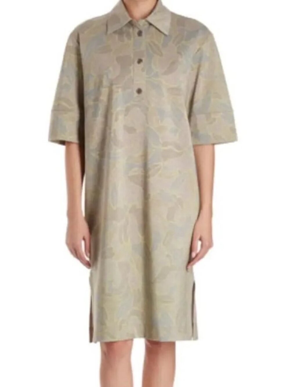 Dries Van Noten Metallic Knit Polo Collared Short Sleeve Shirt Dress